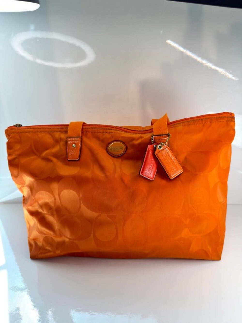 Coach Bright Orange Signature Tote